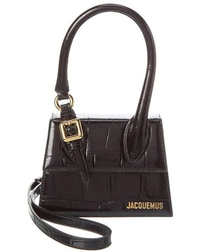 Jacquemus Le Chiquito Moyen Boucle Croc-embossed Leather Shoulder Bag - Black