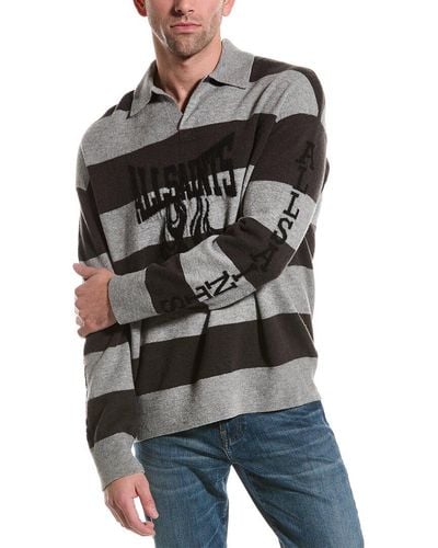 AllSaints Allsaints Racer Wool-blend Polo Shirt - Gray