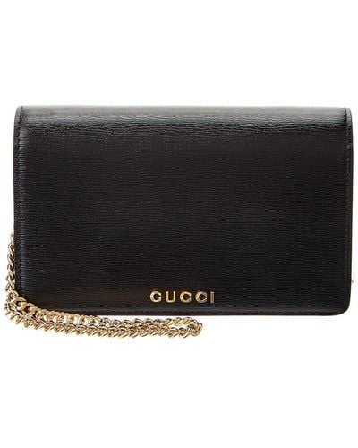 Gucci Script Leather Chain Wallet - Black