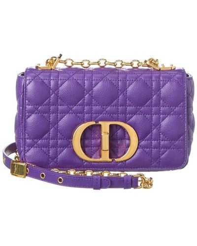 Dior Caro Leather Shoulder Bag - Purple