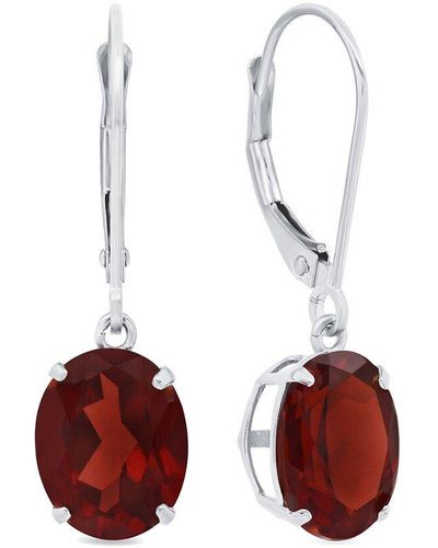 MAX + STONE Max + Stone Silver 5.50 Ct. Tw. Garnet Dangle Earrings - Red