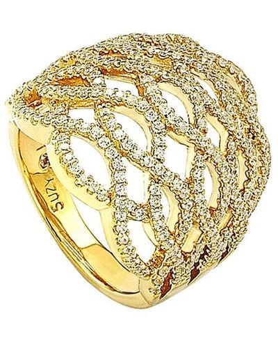Suzy Levian Gold Over Silver Cz Ring - Metallic