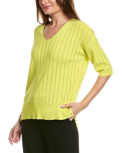 Joseph Ribkoff Drop-stitch Stripe Sweater - Yellow