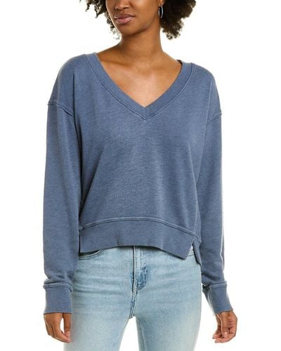 Michael Stars Camila V-neck Cropped Sweatshirt - Blue