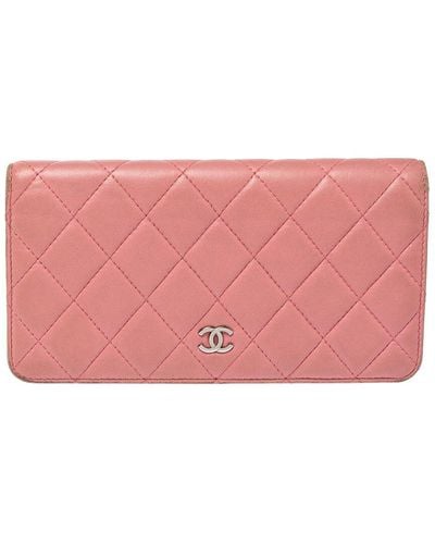 Chanel Quilted Leather Single Flap L Yen Continental Wallet (Authentic Pre-Owned) - Pink