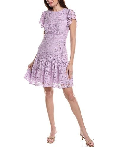 Nanette Lepore Valentina Re-embroidered Mini Dress - Purple