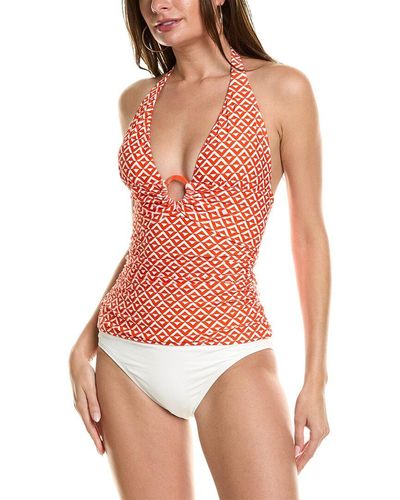 Carmen Marc Valvo Halter Tankini Top - Red