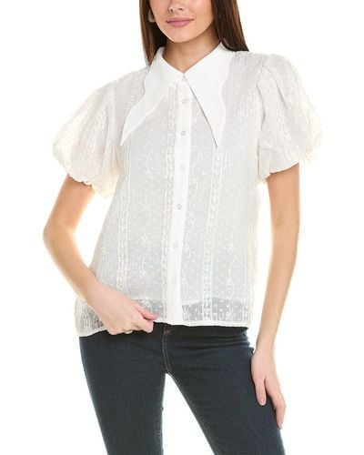 Gracia Shiny Mesh Shirt - White