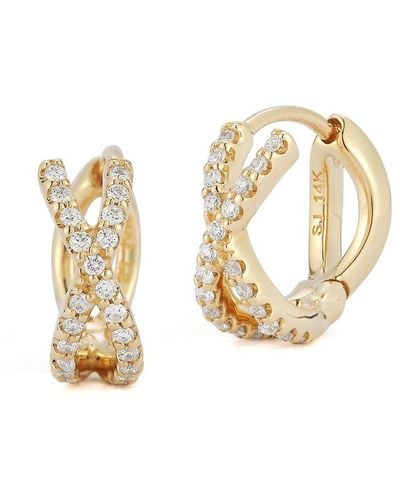 Nephora 14k 0.13 Ct. Tw. Diamond Crisscross Huggie Earrings - Metallic