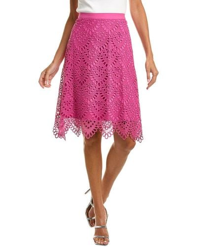 Donna Karan Tile Lace Midi Skirt - Pink