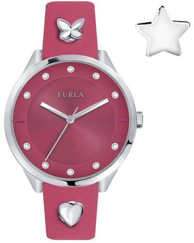 Furla Calfskin Leather Watch - Pink