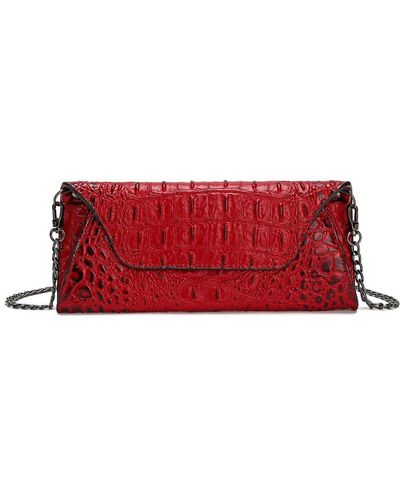 Tiffany & Fred Paris Embossed Leather Clutch - Red
