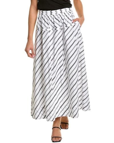 Tory Burch Variegated Stripe Poplin Skirt - White