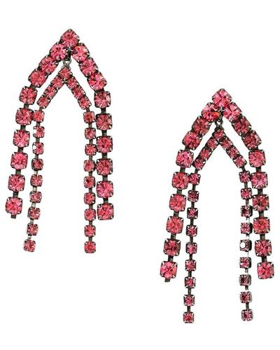 Elizabeth Cole 24k Plated Dangle Earrings - Red