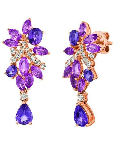 Le Vian Le Vian 14k Rose Gold 0.41 Ct. Tw. Diamond & Purple Sapphire Earrings