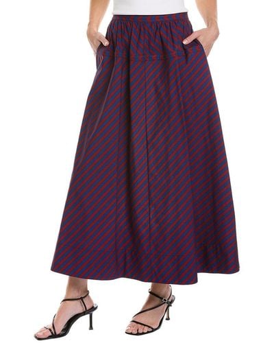 Tory Burch Striped Poplin Skirt - Purple