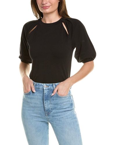 7 For All Mankind Power Rib Puff Top - Black