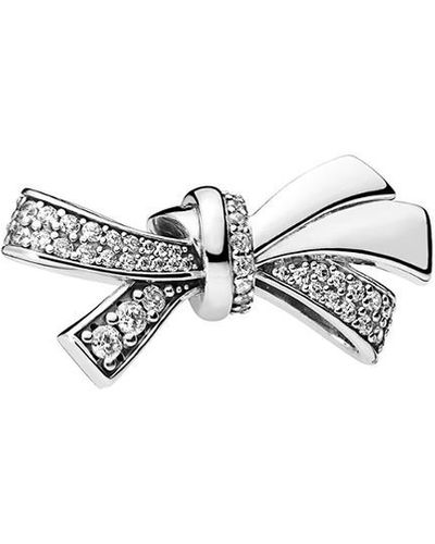PANDORA Silver Cz Oversized Sparkling Bow Charm - White