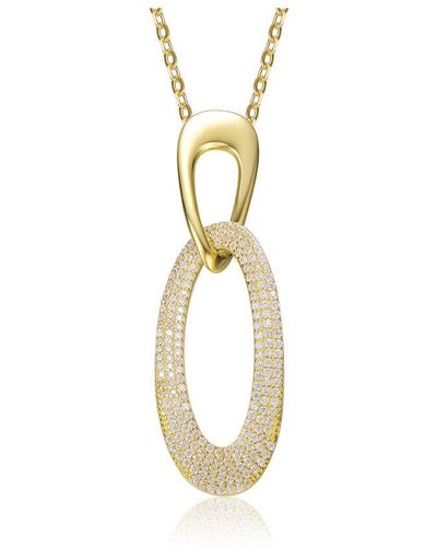 Genevive Jewelry 14K Plated Cz Pendant Necklace - Metallic