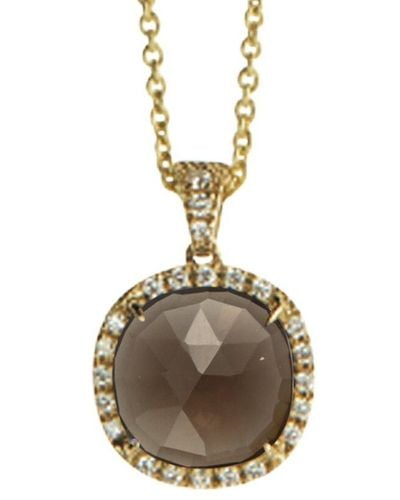 Marco Bicego Jaipur Color 18k 0.17 Ct. Tw. Diamond & Smokey Quartz Pendant Necklace - Metallic