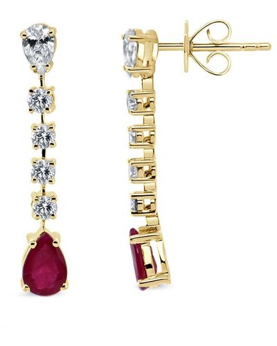 Sabrina Designs 14k 1.53 Ct. Tw. Diamond & Ruby Drop Earrings - Multicolor