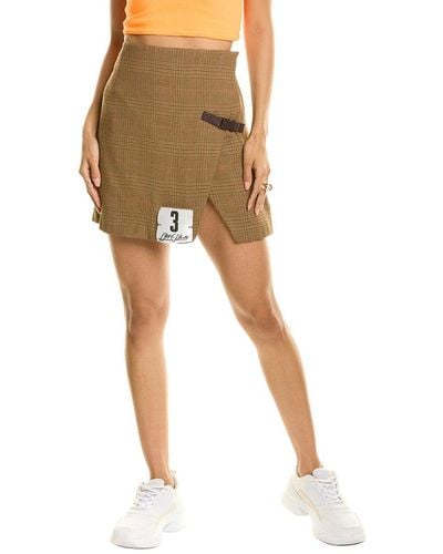 Off-White c/o Virgil Abloh Checkered Wool-blend Mini Skirt - Brown