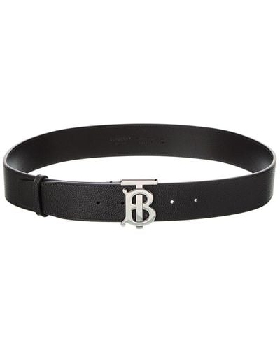 Burberry Tb Buckle Leather Belt - Black