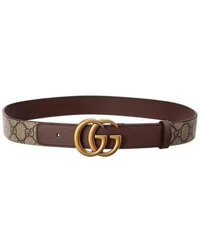 Gucci GG Supreme Canvas & Leather Belt - Brown