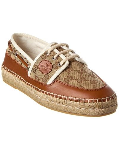 Gucci GG Canvas & Leather Espadrille - Brown