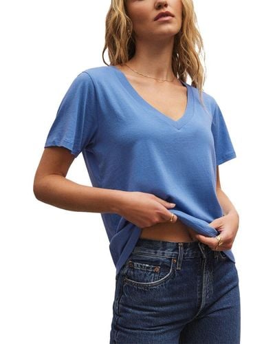 Z Supply Girlfriend V-neck T-shirt - Blue
