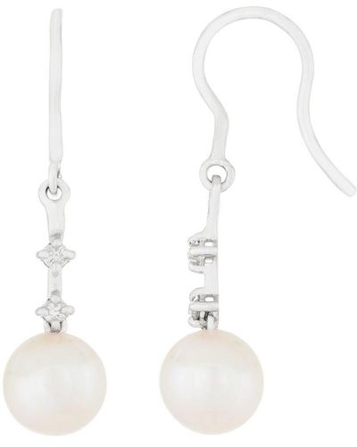 Masako Pearls 14k 0.04 Ct. Tw. Diamond 7-7.5mm White Akoya Earrings