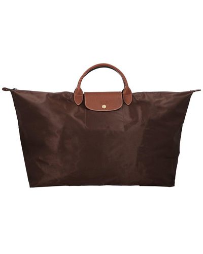 Longchamp Le Pliage Original Medium Canvas & Leather Tote Travel Bag - Brown
