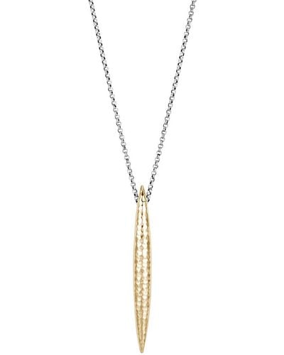 John Hardy Classic Chain 18k & Silver Hammered Pendant Necklace - Metallic