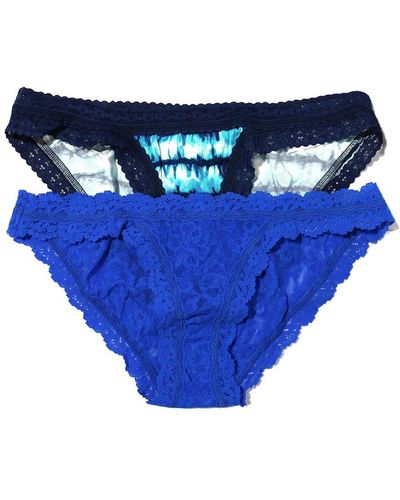 Hanky Panky Signature Lace Brazilian Bikini 2 Pack - Blue