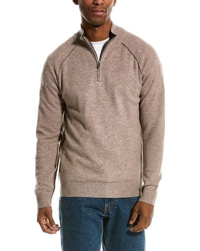 NAADAM Wool & Cashmere-blend 1/4-zip Mock Sweater - Natural