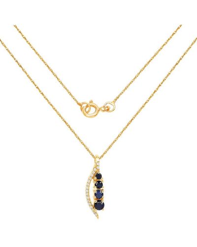 Diana M. Jewels Fine Jewelry 14k 0.40 Ct. Tw. Diamond & Sapphire Pendant - Metallic