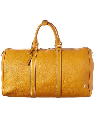 Louis Vuitton Limited Edition Orange Tobago Leather Keepall 50 - Yellow