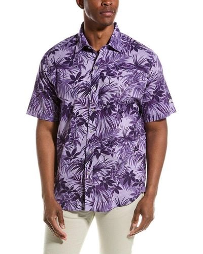 Tommy Bahama Ventana Plaid Linen Woven Shirt - Purple