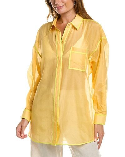 Tory Burch Beach Silk-blend Shirt - Yellow
