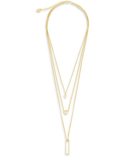 Sterling Forever 14k Plated Geometric Multi Layer Necklace - White