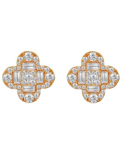 Diana M. Jewels Fine Jewellery 14k Rose Gold 1.30 Ct. Tw. Diamond Clover Studs - Metallic