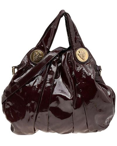 Gucci Patent Leather Large Hysteria Tote (Authentic Pre-Owned) - Brown