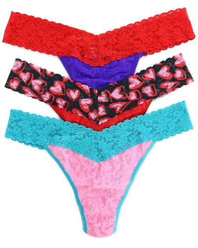 Hanky Panky Signature Lace Original Rise Thong 3 Pack - Red