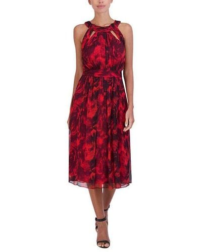 BCBGMAXAZRIA Halter Sleeveless Cutout Midi Dress - Red
