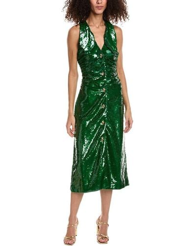 Ganni Sequin Midi Dress - Green