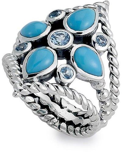 Samuel B. Silver 1.85 Ct. Tw. Gemstone Twisted Cable Ring - Blue