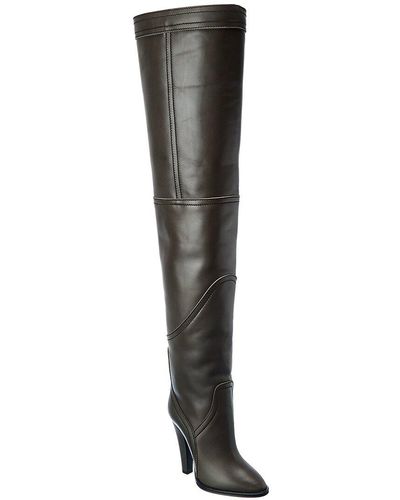 Saint Laurent Kensington Leather Over-the-knee Boot - Gray