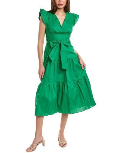 Maison Tara Poplin Midi Dress - Green