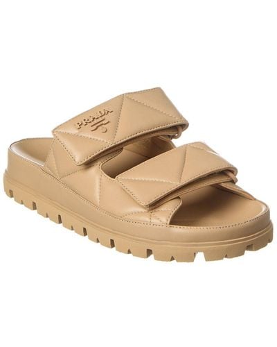 Prada Quilted Leather Sandal - Natural