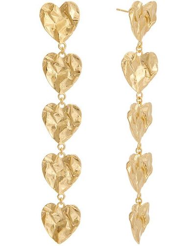 Oscar de la Renta 14K Cruched Heart Earrings - Metallic